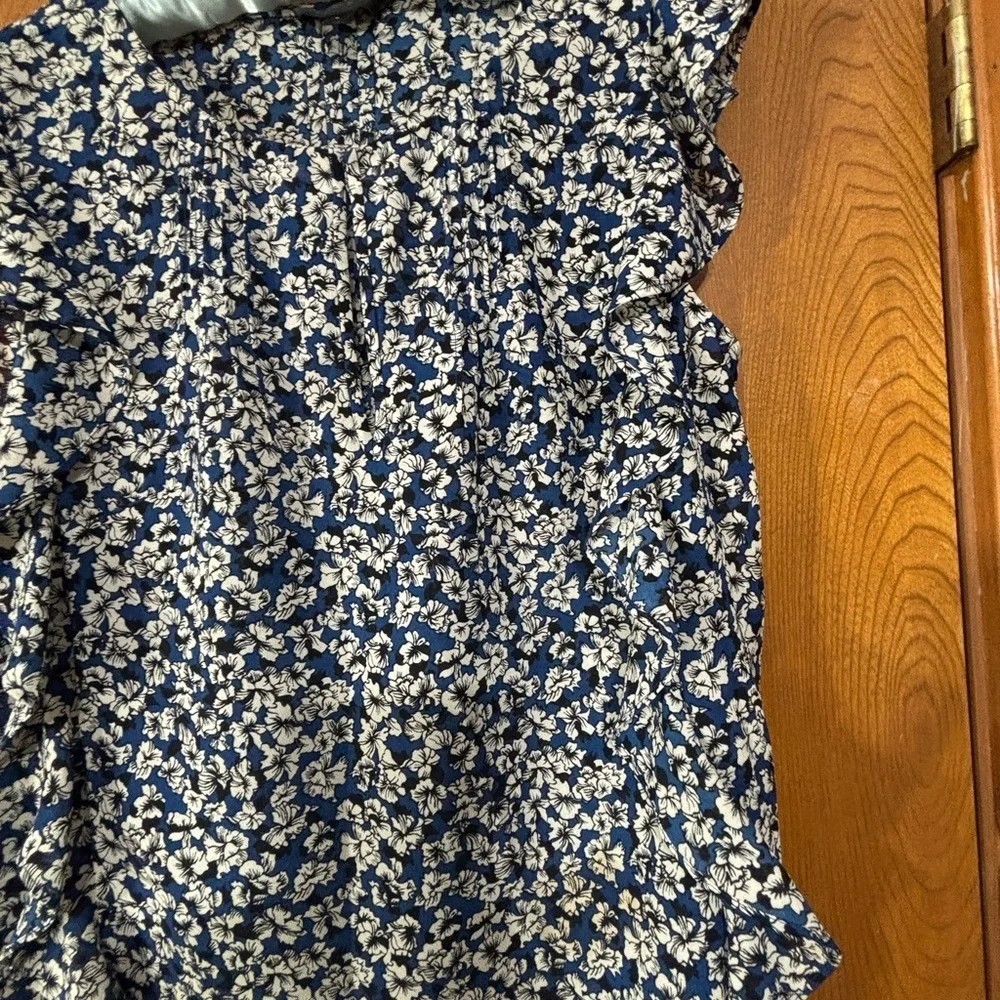 J. Crew Blue and White Floral Blouse